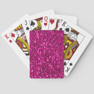 Baraja De Cartas Purpurina falso de chispas de color rosa caliente