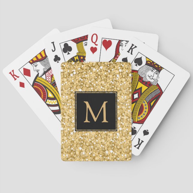 Baraja De Cartas Purpurina Monogramado Gold (Reverso)