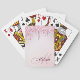 Baraja De Cartas purpurina monogramo rosa morado