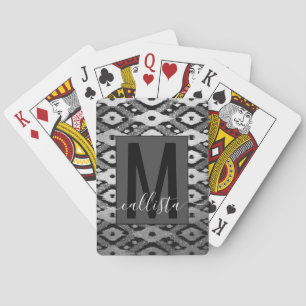 Baraja De Cartas Purpurina negro bohemio moderno Ikat Monograma