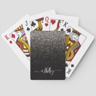 Baraja De Cartas Purpurina negro y plateado