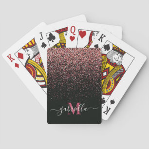 Baraja De Cartas Purpurina negro y rosa
