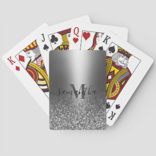 Baraja De Cartas Purpurina plateado metalizado