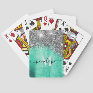 Baraja De Cartas Purpurina plateado y Metalizado