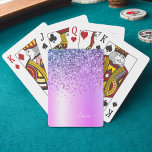 Baraja De Cartas Purpurina púrpura Esparkle Glam Monograma Metaliza<br><div class="desc">El Purpurina De La Espuma Metálica De Relieve metalizado Faux Púrpura Cepó Las Cartas De Juego Con El Nombre De Monograma Metalizado. Esto hace que el dulce perfecto cumpleaños 16, boda, ducha de novia, aniversario, ducha de bebé o fiesta de soltera sea regalo para alguien que ama el lujo glam...</div>