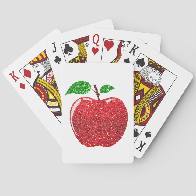 Baraja De Cartas Purpurina rojo de imitación de Apple (Reverso)