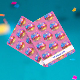 Baraja De Cartas Purpurina Rosado de cumpleaños Groovy Personalizad