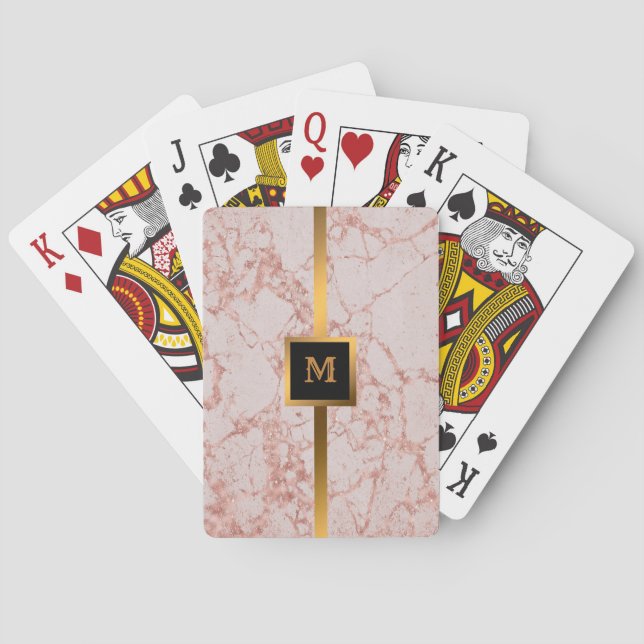 Baraja De Cartas Purpurina Rubor Rosa de Lujo  Marble Personalizar (Reverso)