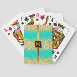 Baraja De Cartas Purpurina Turquoise Gold de lujo