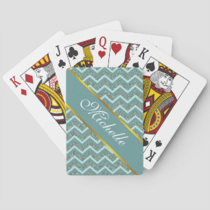 Baraja De Cartas Purpurina verde azulado