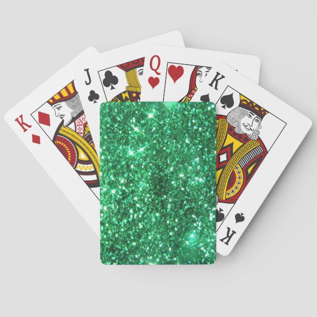 Baraja De Cartas Purpurina verde glamoroso (Reverso)