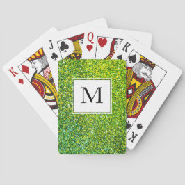 Baraja De Cartas Purpurina verde Sparkle MONOGRAM