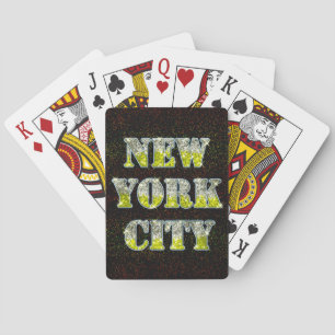 Baraja De Cartas Purpurinas de Oro Plateado de Nueva York