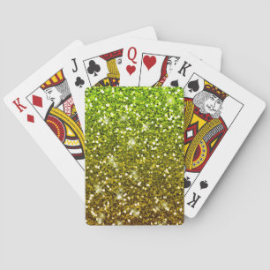 Baraja De Cartas Purpurinas de oro verde brillante