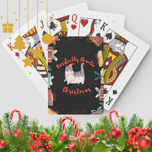 Baraja De Cartas Purrfectly Chaotic Christmas Funny Holiday Cat  (Subido por el creador)