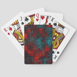 Baraja De Cartas Quadriculados riscados em vermelho e azul claro.