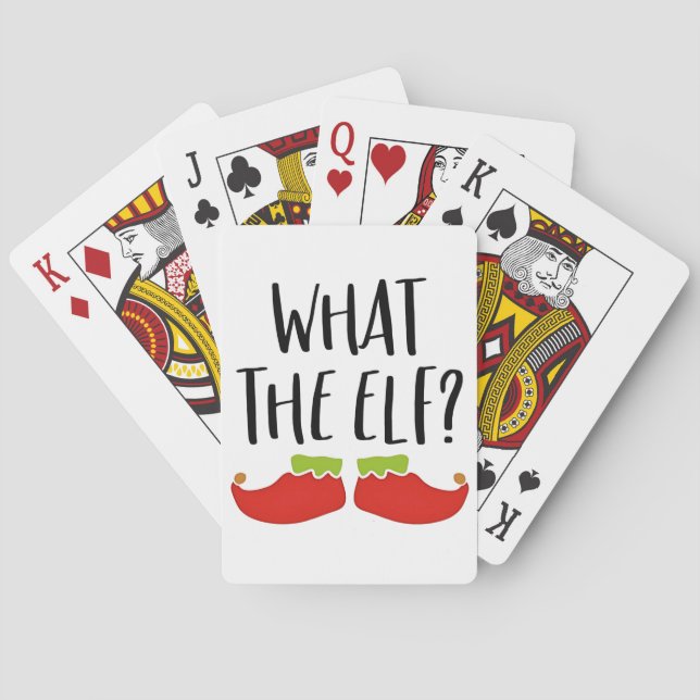Baraja De Cartas Qué graciosos Navidades Elf Santa Claus (Reverso)