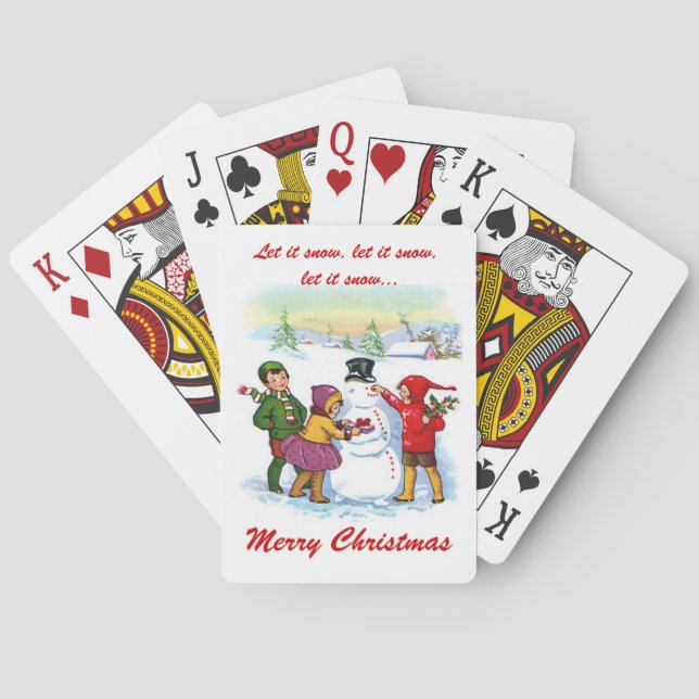 Baraja De Cartas Que nieve, Snowman y niños/Navidades (Reverso)