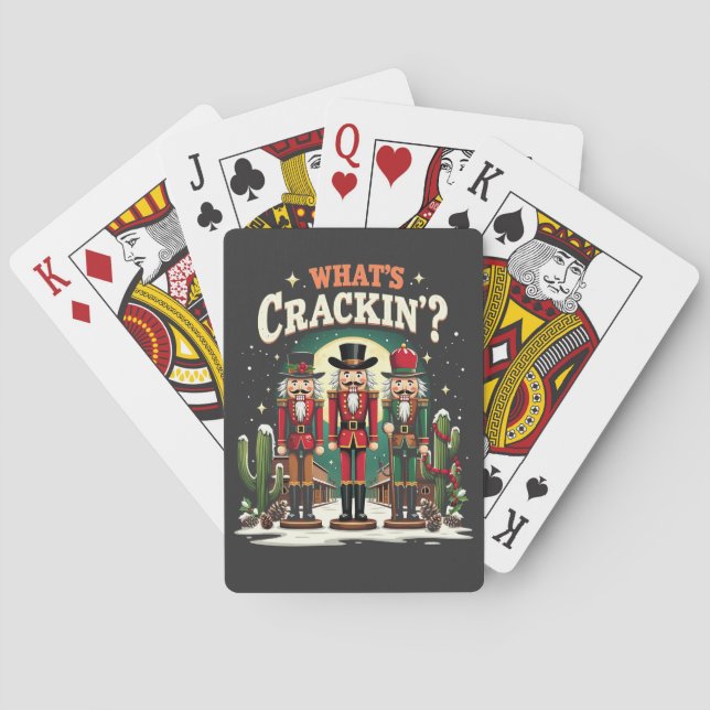 Baraja De Cartas ¿Qué pasa Cascanueces Cactus de Navidad Divertido (Reverso)