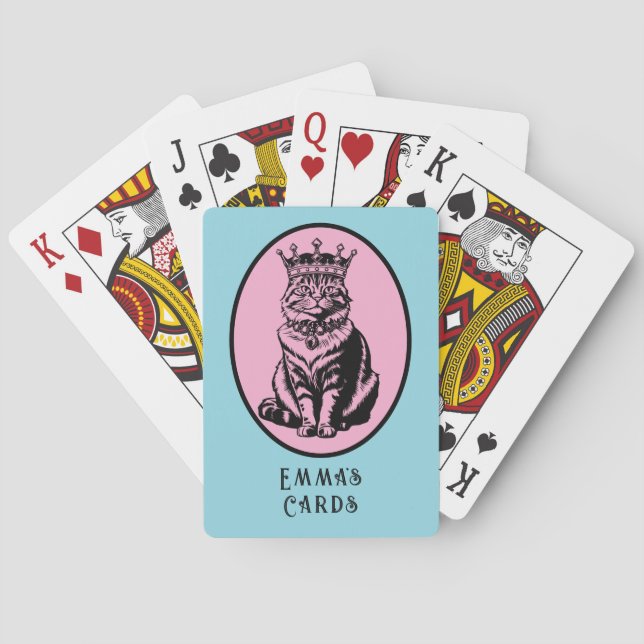 Baraja De Cartas Queen of Hearts Cat Personalized Cards (Reverso)