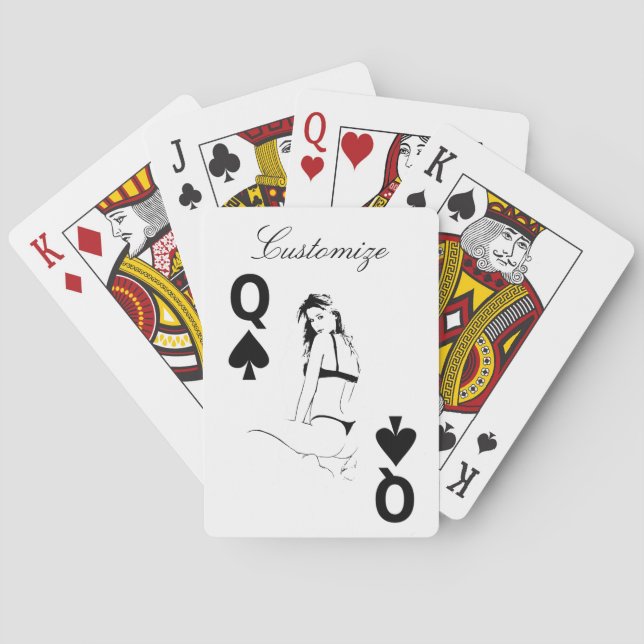 Baraja De Cartas Queen of Spades Bikini Girl Thunder_Cove (Reverso)