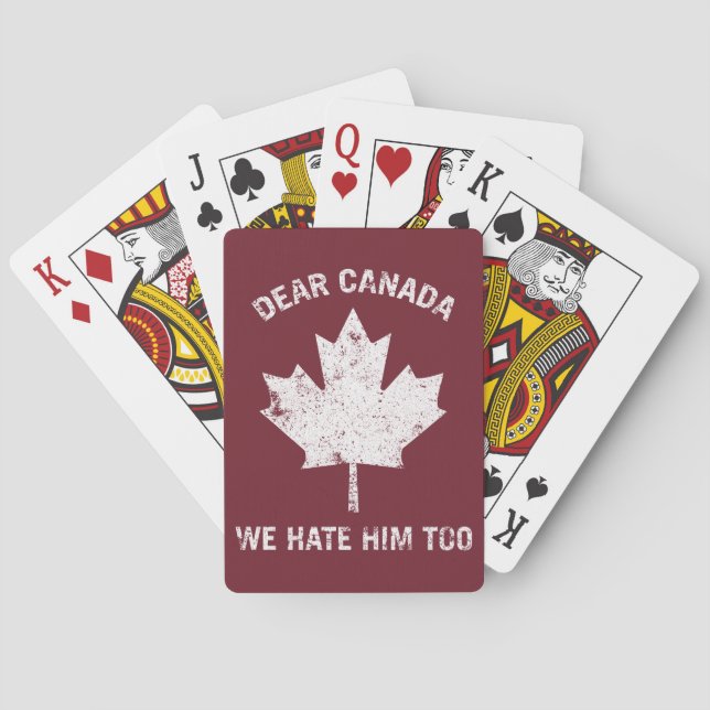 Baraja De Cartas Querido Canadá, lo odiamos como protesta política (Reverso)