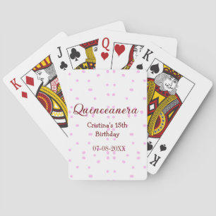 Baraja De Cartas Quinceanera anos 15 años añadir puntos rosados