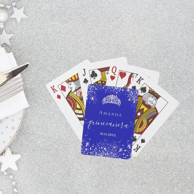 Baraja De Cartas Quinceanera nombre tiara purpurina real de plata a (Subido por el creador)