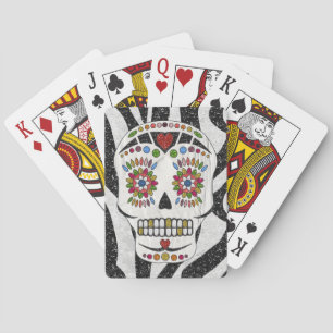 Baraja De Cartas RAB Rockabilly Sugar Skull en Estampado de Cebra