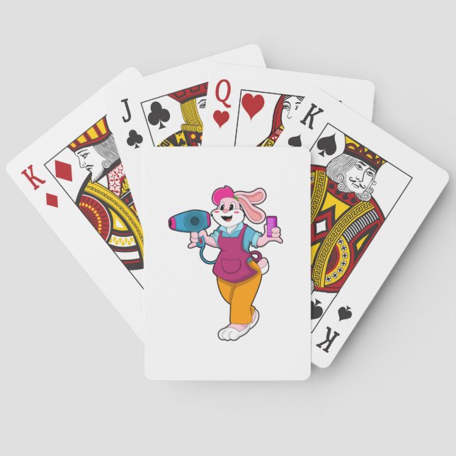 Baraja De Cartas Rabbit as Hairdresser with Hair dryer & Comb (Reverso)