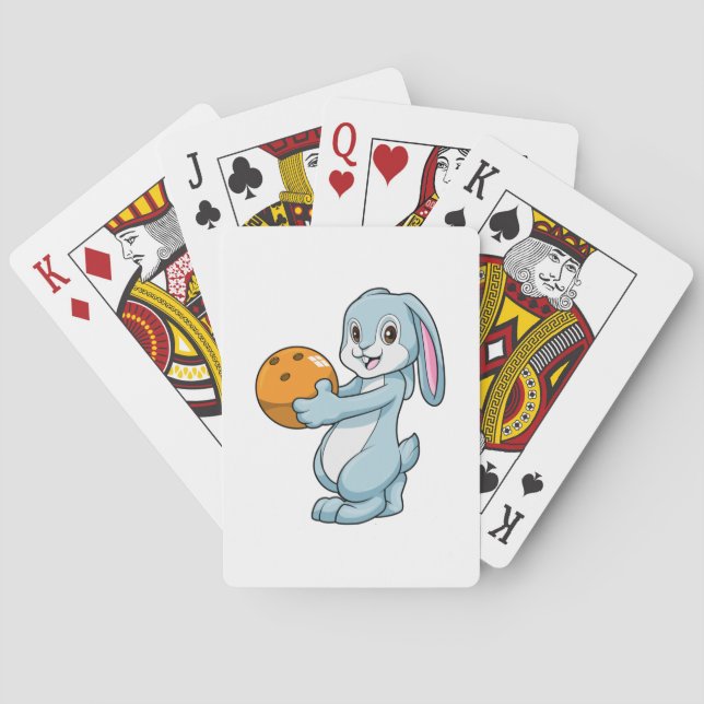 Baraja De Cartas Rabbit at Bowling with Bowling ball (Reverso)