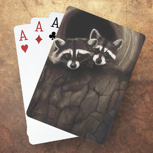 Baraja De Cartas Raccoons Brown Cute Tree