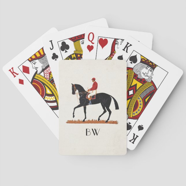 Baraja De Cartas Race Horse Derby Jockey Monograma Estilo de cosech (Reverso)