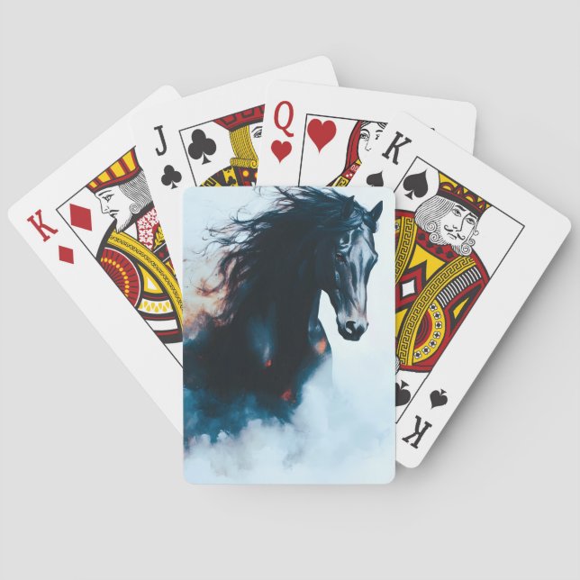 Baraja De Cartas  Racing Black Horse Portrait Minimalist (Reverso)