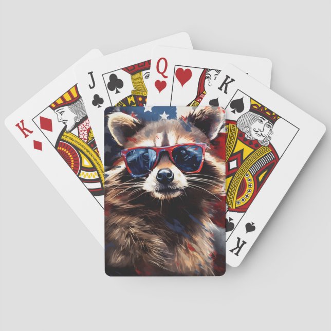 Baraja De Cartas Racoon 4 de julio Día de la Independencia (Reverso)