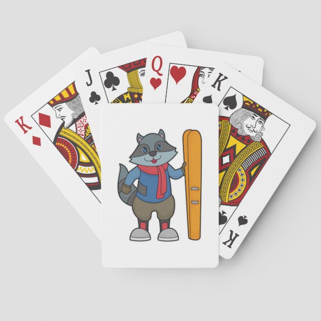 Baraja De Cartas Racoon Skier Ski (Reverso)