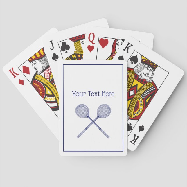 Baraja De Cartas Racquetas de squash cruzadas azul (Reverso)