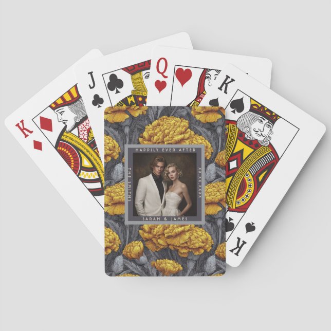 Baraja De Cartas Radiant Custom Carnation Themed City Wedding (Reverso)