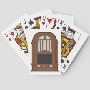 Baraja De Cartas Radio Antiguo de Tubos Estéreo de Madera Antigua