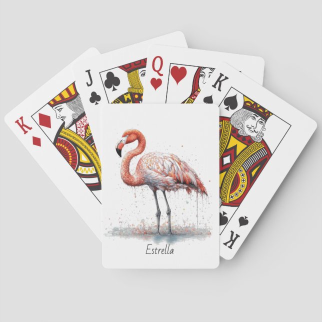 Baraja De Cartas Radio Flamingo: Flamingo acuarela, personalizado (Reverso)