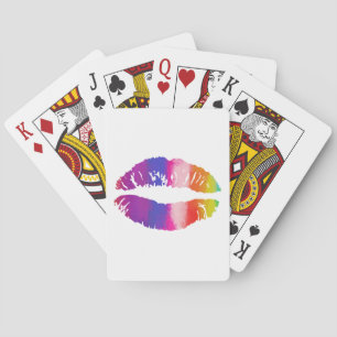 Baraja De Cartas Rainbow Lips on White Background