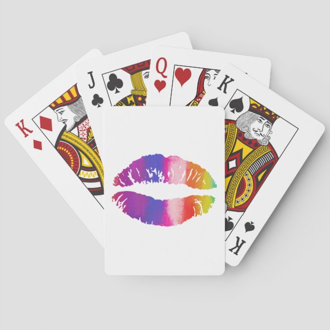 Baraja De Cartas Rainbow Lips on White Background (Reverso)