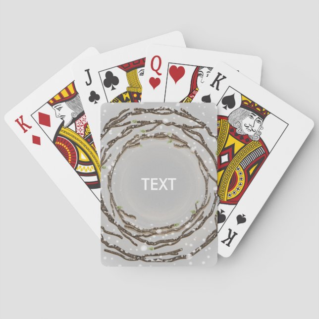 Baraja De Cartas Ramas de árbol rústicas de invierno Tarjetas de ju (Reverso)