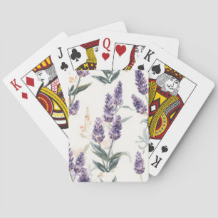 Baraja De Cartas Ramilletes de lavanda Botánico acuarela Floral púr