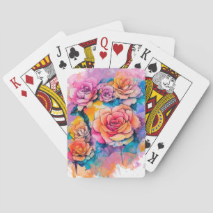 Baraja De Cartas Ramo de rosas con manchas de pintura acuarela mode