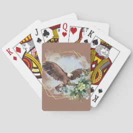 Baraja De Cartas Ramo enmarcado de águila calva acuarela