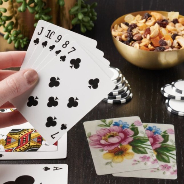 Baraja De Cartas Ramo floral de taza de té (Poker cards easy to shuffle, smooth card stock. Dimensions: 2.5" x 3.5”. )