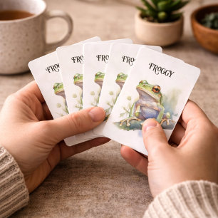 Baraja De Cartas Rana arborícola en acuarela adorable, personalizad