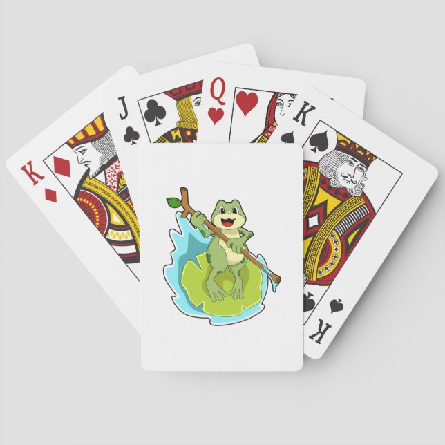 Baraja De Cartas Rana como excursionista con bastón (Reverso)