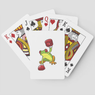Baraja De Cartas Rana en boxeo con guantes de boxeo